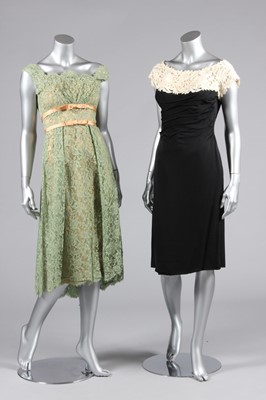 Lot 282 - A Ceil Chapman green lace cocktail dress, late...