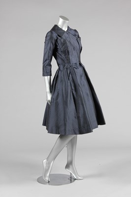 Lot 291 - A Ceil Chapman navy polka dot silk day/dinner...