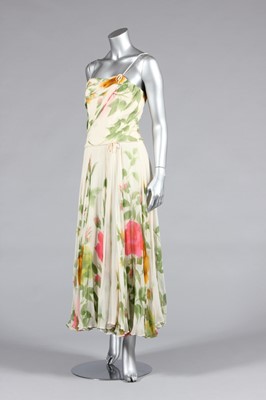 Lot 293 - A Ceil Chapman floral printed chiffon evening...