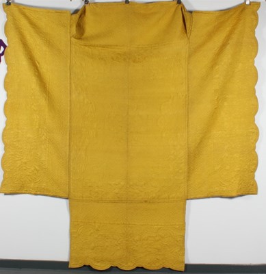 Lot 536 - A large and fine Chinese-yellow silk quilt,...