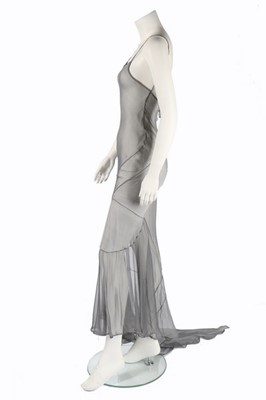 Lot 289 - A John Galliano bias-cut silver silk...