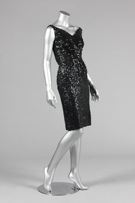 Lot 299 - A Ceil Chapman black sequined cocktail dress,...