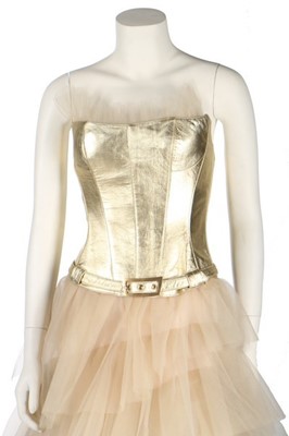 Lot 257 - A Thierry Mugler gold-coloured leather corset...