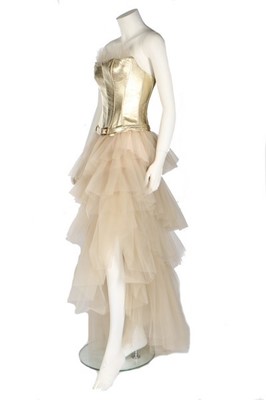 Lot 257 - A Thierry Mugler gold-coloured leather corset...