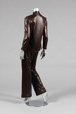 Lot 349 - A brown wet-look nylon Emma Peel/Cardin style...