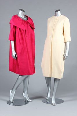 Lot 350 - A Pierre Cardin raspberry-pink slubbed silk...