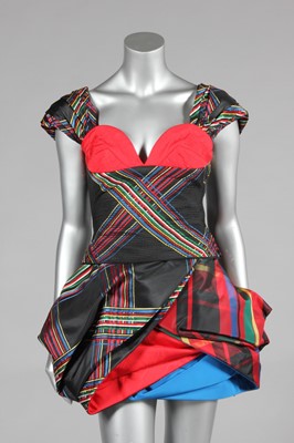 Lot 352 - A Versace Atlelier tartan silk bustier and...