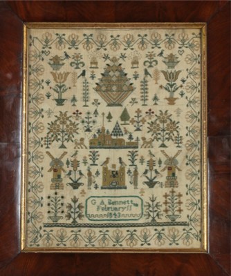 Lot 543 - A rare embroidered and beadworked sampler by G....