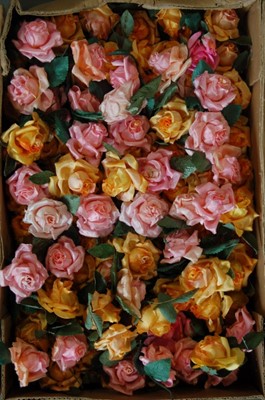 Lot 386 - Four boxes of silk flowers comprising: one of...