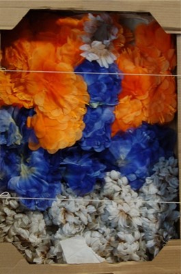 Lot 387 - Four boxes of silk flowers comprising: one of...