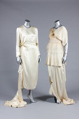 Lot 423 - Two bridal gowns, the first c.1920, with...