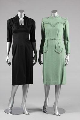 Lot 434 - A Carven green wool day dress, circa 1945,...