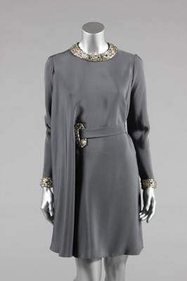 Lot 436 - A couture grey silk crepe cocktail dress,...