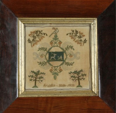 Lot 551 - A miniature sampler by Arabilla Hole, 1828,...