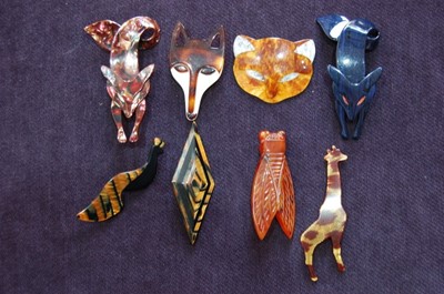 Lot 473 - A group of Lea Stein celluloid brooches, 1970s,...