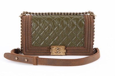Lot 5 - A Chanel brown distressed suede medium Boy bag,...
