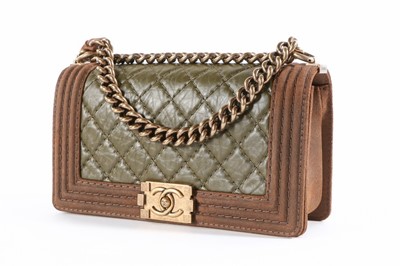 Lot 5 - A Chanel brown distressed suede medium Boy bag,...