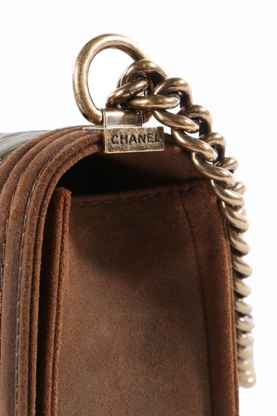 Chanel Shoulder Bag Brown Suede Leather 3037618