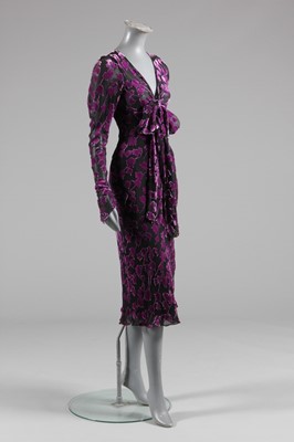 Lot 14 - An Ossie Clark cut velvet and chiffon evening...