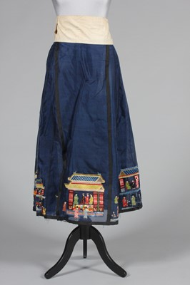 Lot 212 - An unusual embroidered blue silk gauze summer...