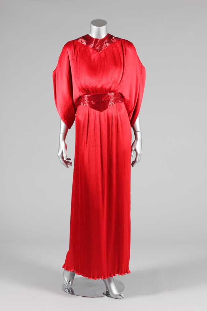 Lot 73 - A Yuki red pleated evening gown, probably