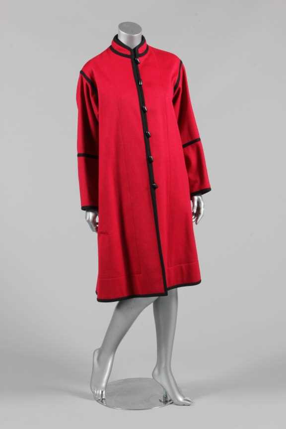 Lot 64 - An Yves Saint Laurent burgundy wool coat,...