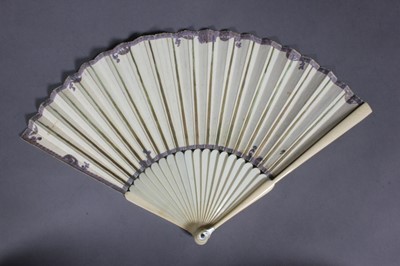Lot 68 - A painted vellum fan, circa 1720, worked to...