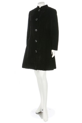 Lot 124 - A Christian Dior black velvet coat, late 1950s-...