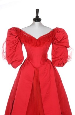 Lot 100 - A Maison Worth scarlet faille ballgown, circa...