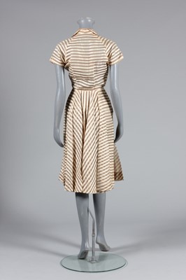 Lot 83 - A Jean Desses couture ivory and brown striped...