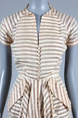 Lot 83 - A Jean Desses couture ivory and brown striped...