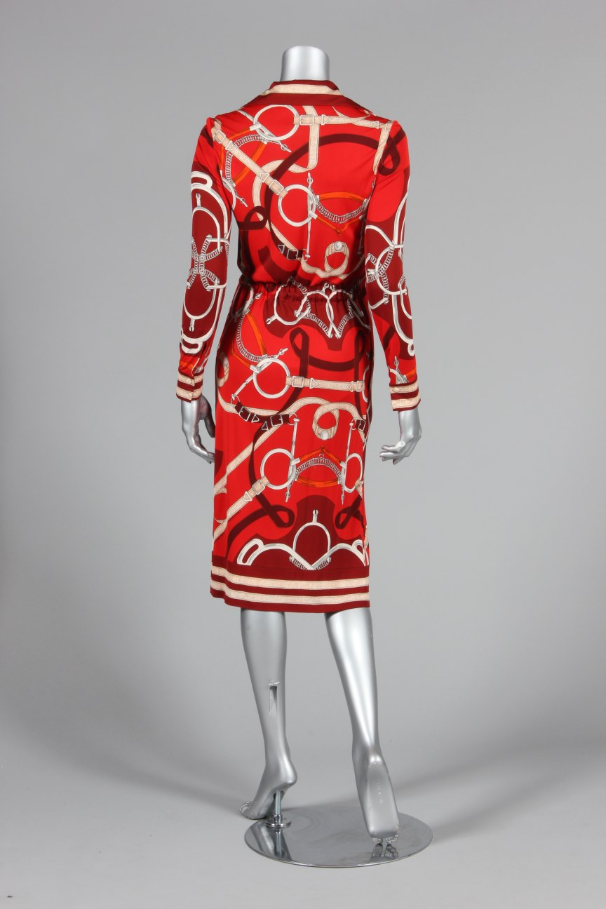 Lot 104 - An Hermès printed silk jersey dress, 1971,