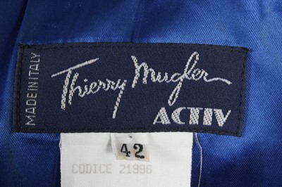 Lot 51 - A Thierry Mugler 'Activ' royal blue wool suit,...