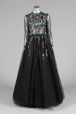 Lot 57 - A Hardy Amies couture black cigaline ball gown,...