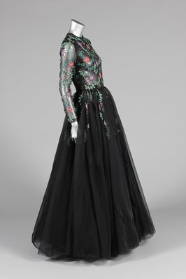 Lot 57 - A Hardy Amies couture black cigaline ball gown,...