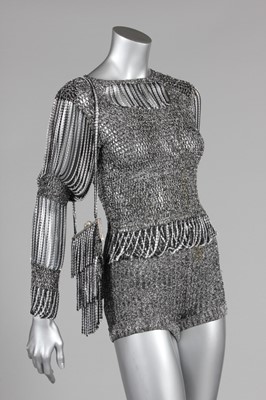 Lot 107 - Loris Azzaro metallic crochet, silver and...