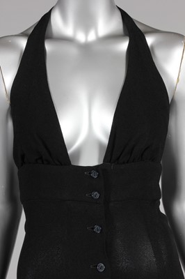 Lot 110 - An Ossie Clark black moss crepe halter-neck...