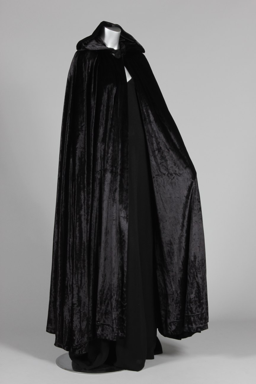 Lot 116 A Biba black crepe evening dress and velvet