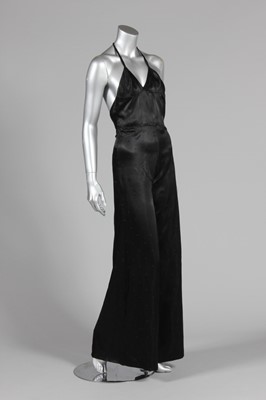 Lot 117 - A Biba black damask satin jumpsuit and black...