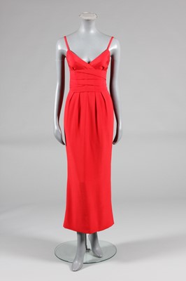 Lot 123 - A Christian Dior couture red silk sheath dress,...
