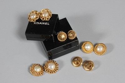 Lot 145 - Five pairs of Chanel ear-rings, 1980-90s, all...