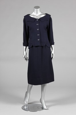 Lot 151 - A Balenciaga couture navy wool suit, circa...