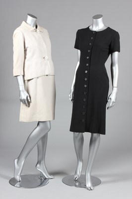 Lot 152 - A Balenciaga couture white and navy matelasse...