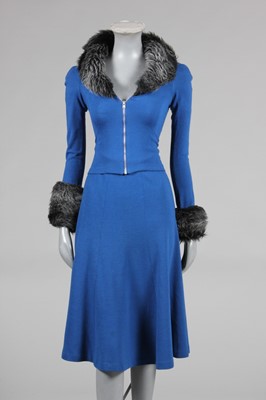 Lot 169 - A Biba royal blue jersey skirt suit with faux...