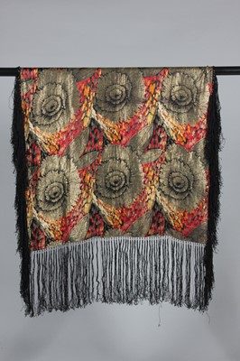 Lot 183 - Three brocaded silk lame shawls, French, 1920s,...