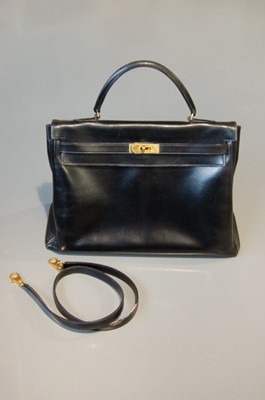 Lot 191 - An Hermès black box calf leather Kelly bag,...