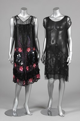 Lot 200 - A black and pink sequined and beaded flapper...