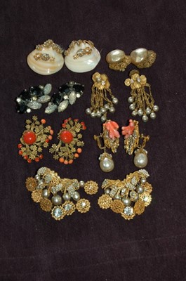 Lot 204 - A group of Miriam Haskell earrings, mainly...