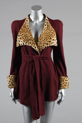 Lot 228 - A Biba plum jersey and faux leopard fur...