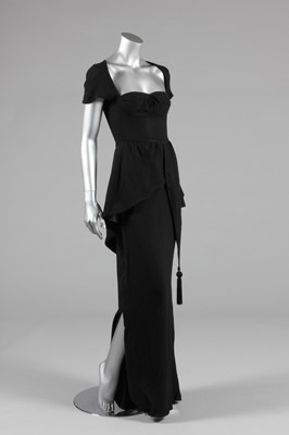 Lot 230 - A Biba black moss crepe evening gown, circa...